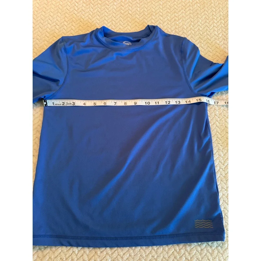 Wonder Nation Boys Blue Short Sleeve Rash Guard Swim Shirt Size L 10-12